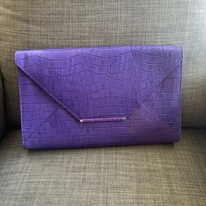 Abas Purple Crocodile Embossed Clutch